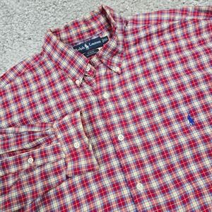 Ralph Lauren Mens Blake Plaid Button Up Shirt Size XL Preppy Classic Office